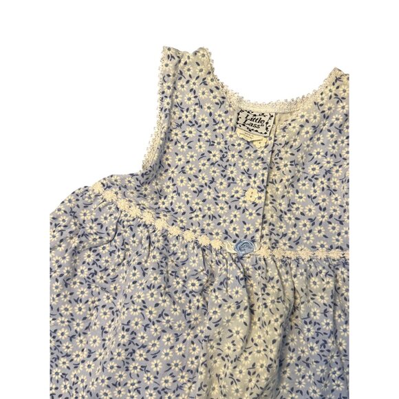 VTG Little Lass Girls 4T 2-Pcs Matching Outfit Baby Blue 90's Floral Lace Retro - Picture 5 of 13